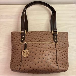 Brown “Ostrich” Faux Leather Handbag